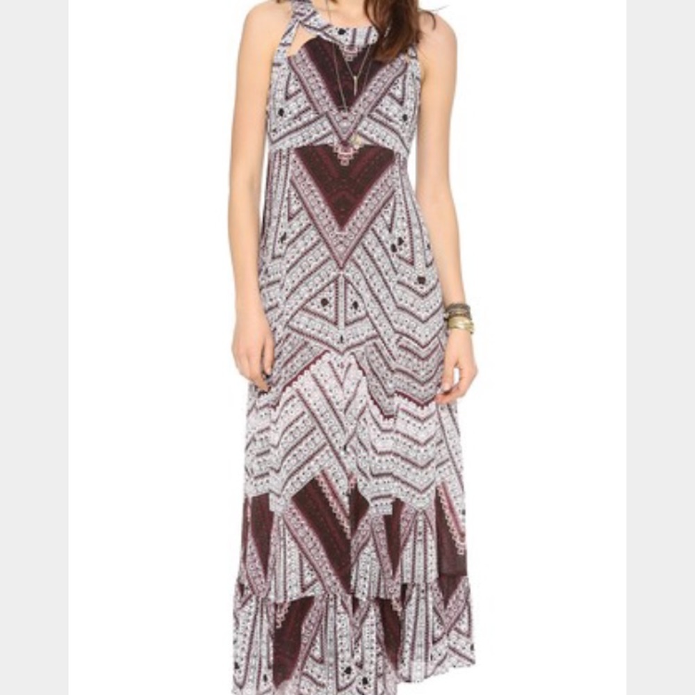 Free People Maxi purple patterned dress