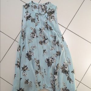 Free people floral teal tunic dress