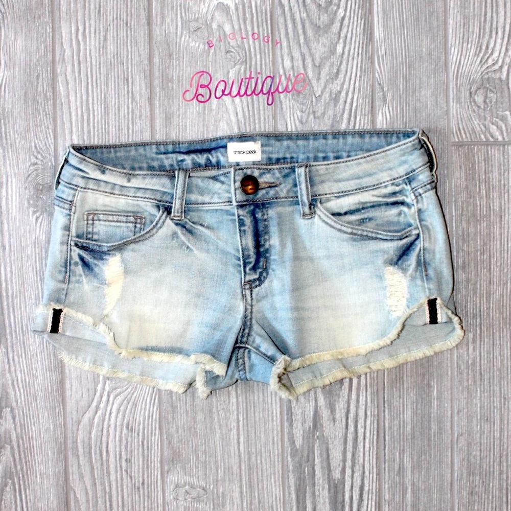 Light Blue Distressed Cutoff Shorts
