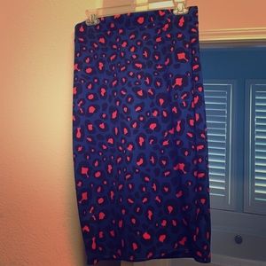 Blue Leopard print pencil skirt