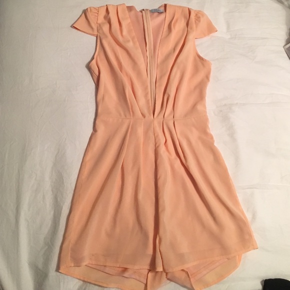 Peach low cut romper