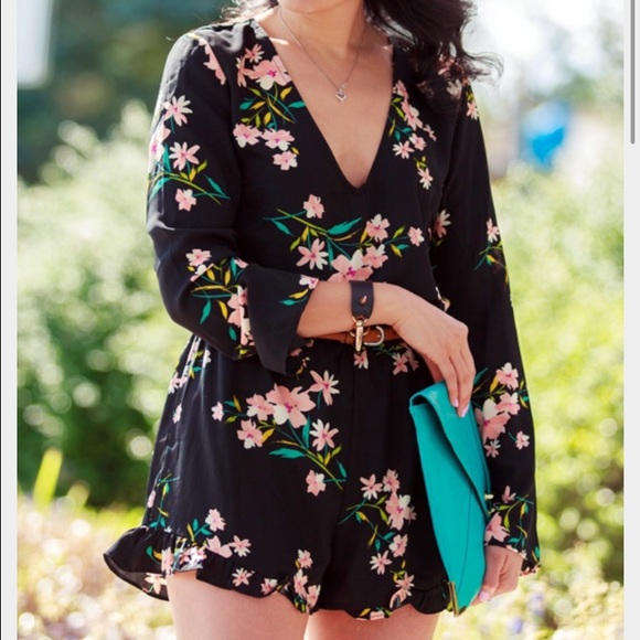 Urban Outfitters Black Floral Romper