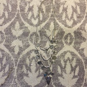 Metal layered necklace with turquoise