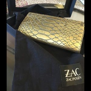 Zac Posen Gold Saffiano Leather Clutch Wallet