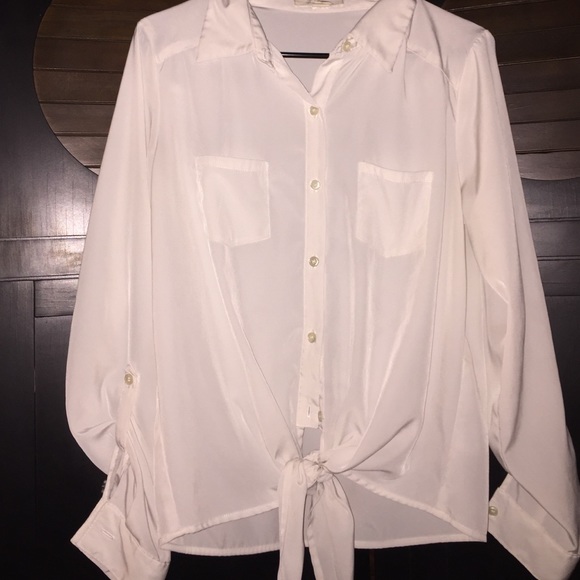 Sheer white button down blouse