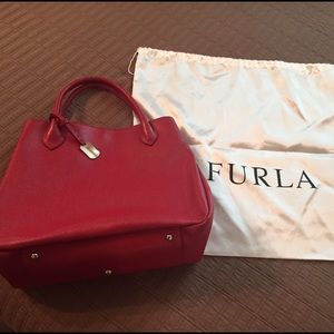 Lovely red Furla tote bag.