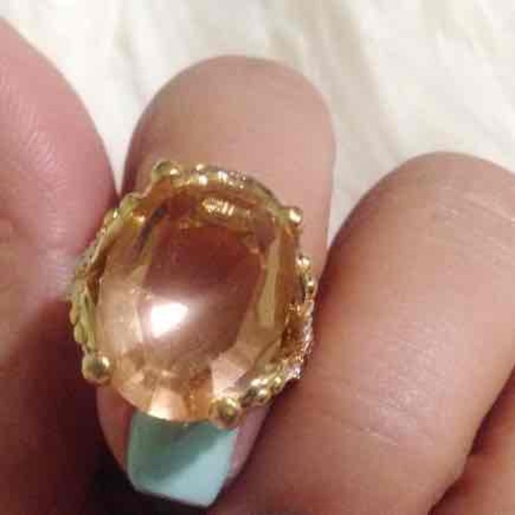 Cocktail Fashion Amber Gold Ring size 5 - Picture 2 of 4