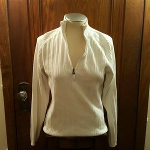 DKNY Classic White Half-Zip Sweater