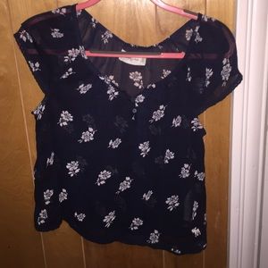 Abercrombie & Fitch navy sheer top