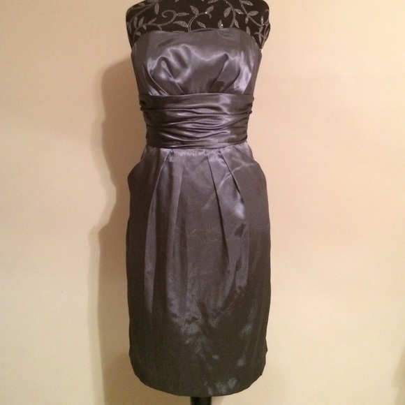 David's bridal Mercury silver charmeuse dress