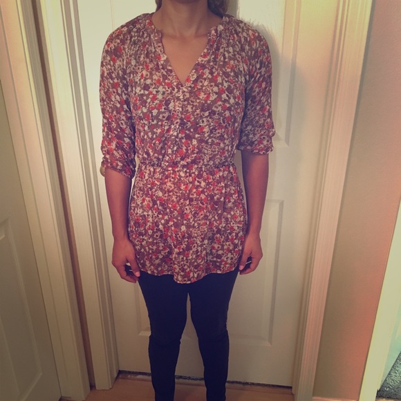Brown floral tunic shirt - Picture 1 of 4