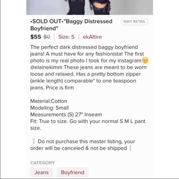 🚫SOLD🚫 Baggy Distressed Boyfriend Jeans - Picture 4 of 4