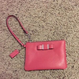 Coach Pink Leather Wristlet