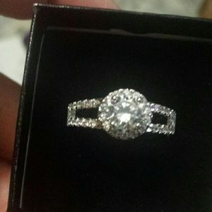 1 carat cubic zirconia set in silver women's