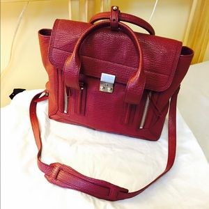 3.1 Phillip Lim Medium Zip Satchel Bag in Dark Red