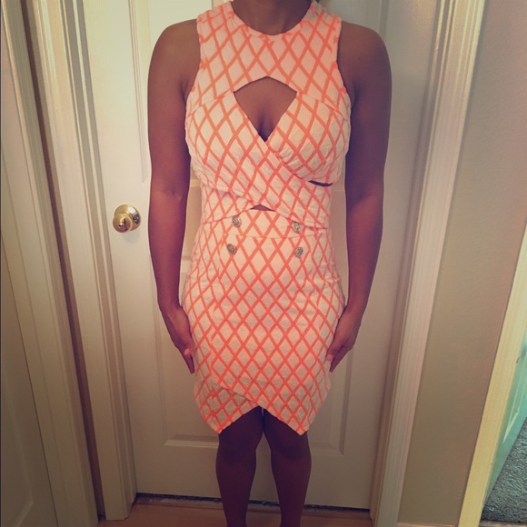 Orange and creme 2pc crop top and skirt