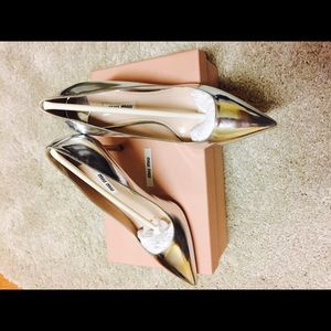 BRAND NEW Miu Miu Silver High Heels