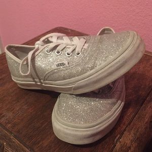 Silver sparkly vans size 6
