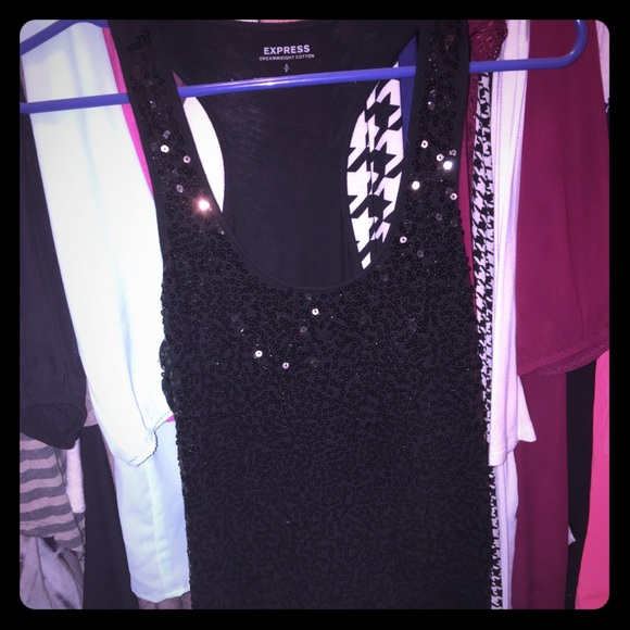Express Black Sequin tank/blouse! EXCELLENT cond.!
