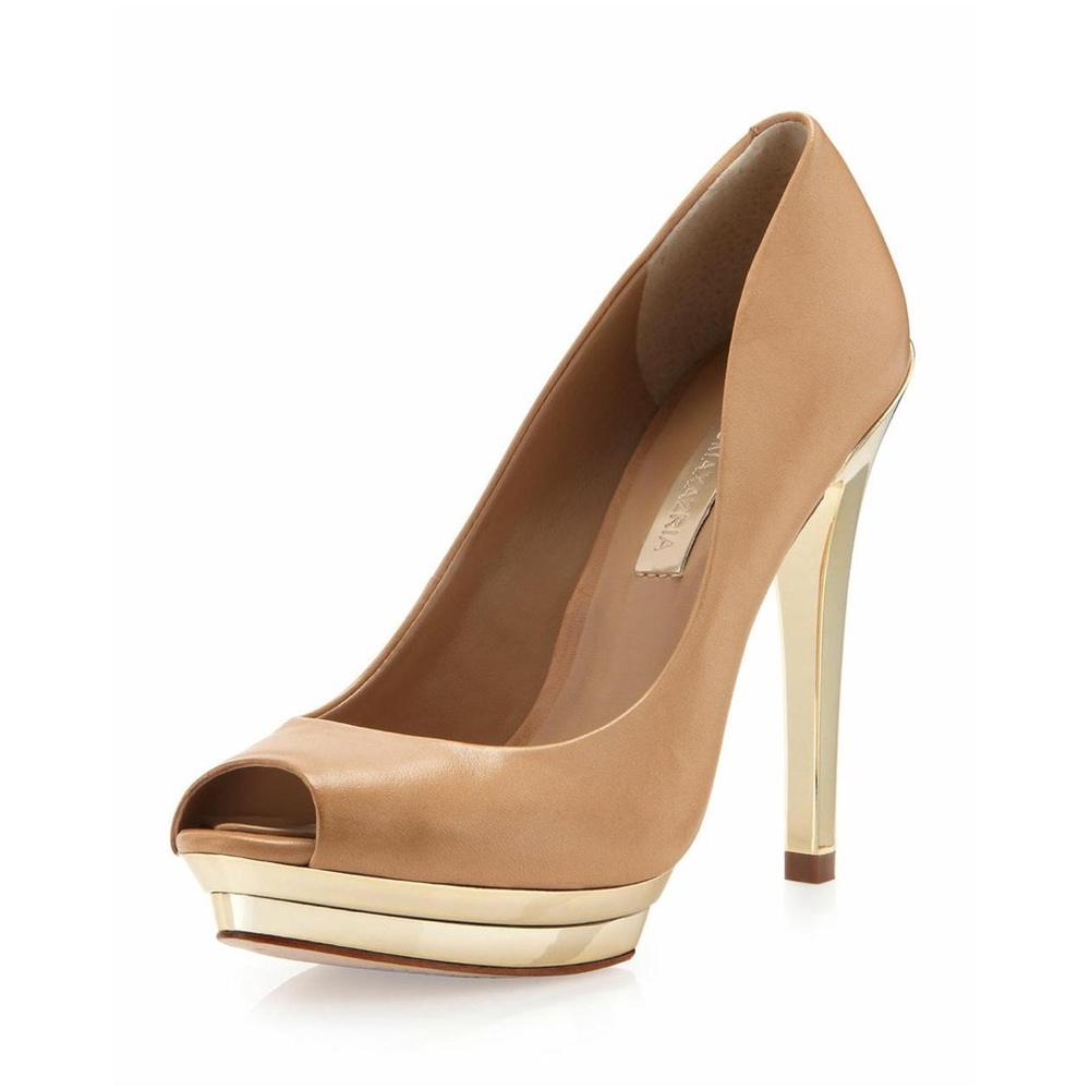 ❌SOLD❌ NEW BCBGMAXAZRIA Golden-Heel Peep-Toe Pump