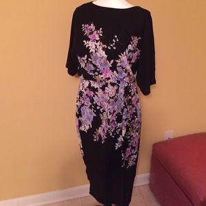 BLACK MIDI FLORAL DRESS EVA MENDES NY&Company
