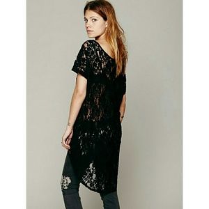 NEW Free people black lace high low tunic top