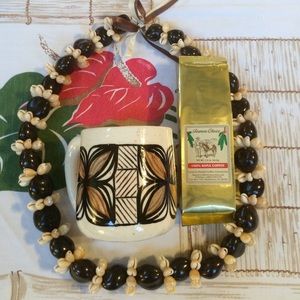 🌺Kukui Shell Lei, Hawaiian Mug & Coffee Gift Set