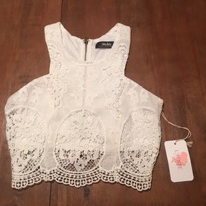 White lace crop top