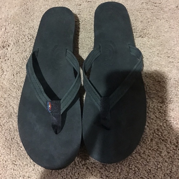 Women's Black Rainbow Flip Flops