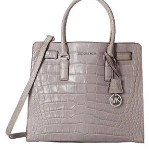 Micheal Kors Dillon embossed leather grey satchel