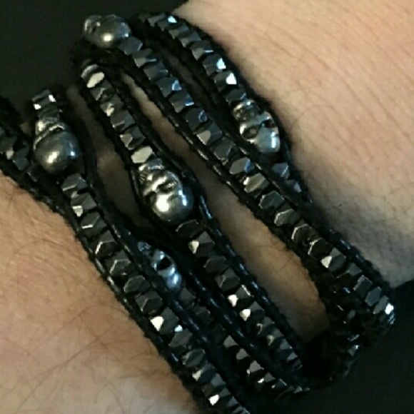 Jewelry, Leather Skull Wrap Bracelet!. - Picture 3 of 3