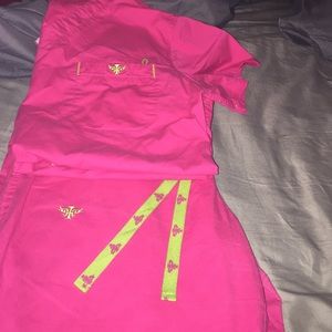 MED COUTURE HOT PINK/ LIME GREEN SCRUB