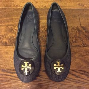 Rare Classic Denim Tory Burch Reva Flats