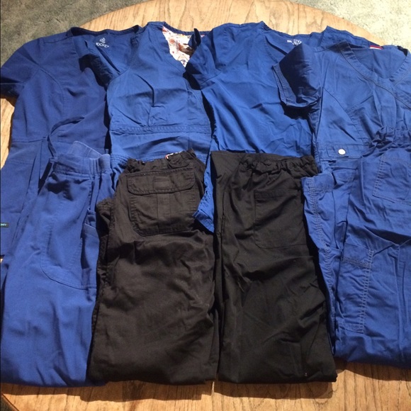 4 Pairs of Royal Blue/Black Scrubs