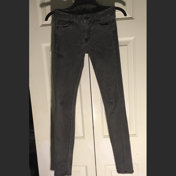 7FAM skinny straight dark grey jeans 27