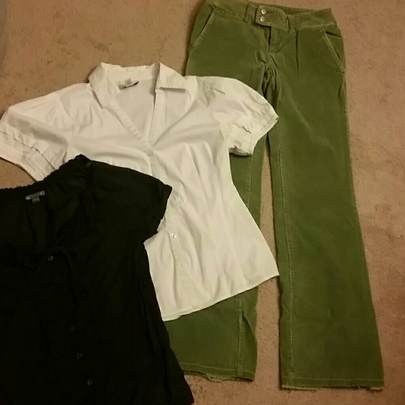 Green Corduroy Pants & 2 Shirts