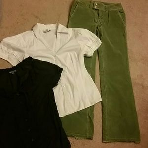 Green Corduroy Pants & 2 Shirts