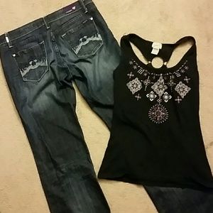 Vigoss Jean's & Black & Purple Shirt