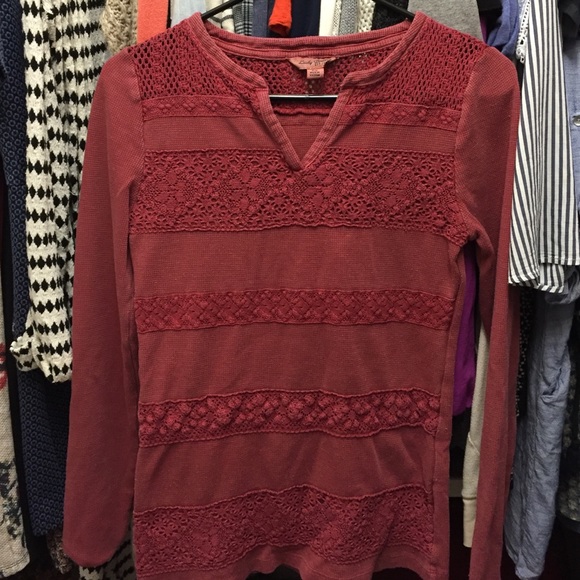 🚫SOLD🚫Lucky Brand  Rustic Boho Long Sleeve Tee