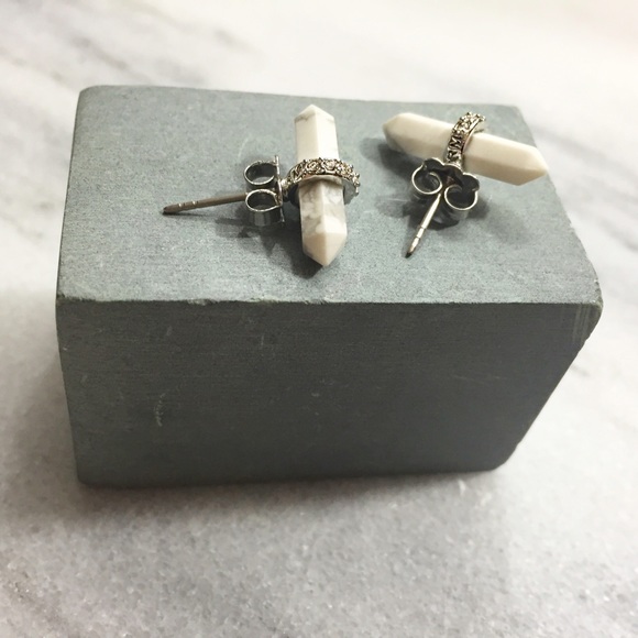 Rebecca Minkoff Marble Stone Spike Stud Earrings - Picture 2 of 2