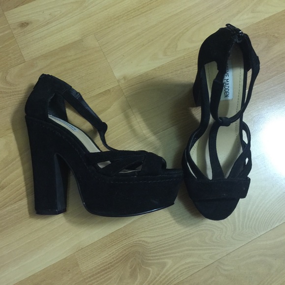Black suede platform sandal heels p gabbi