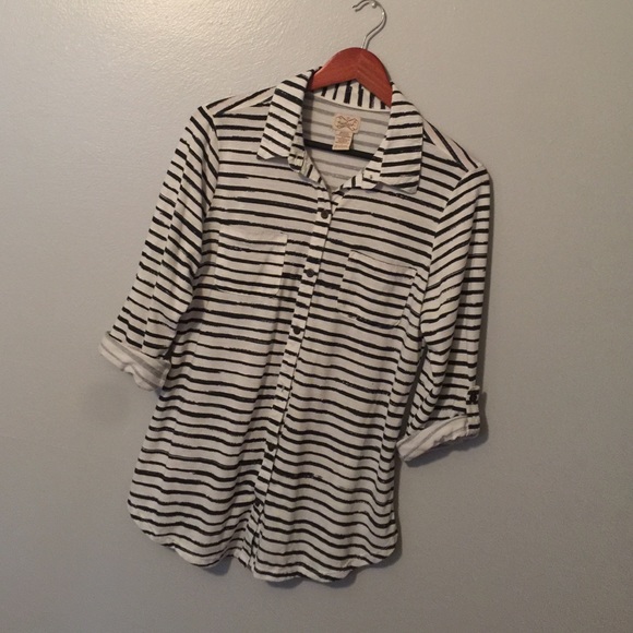 SOLD -- Black and White Striped Blouse