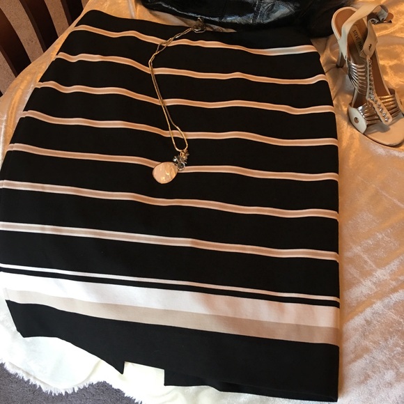 WHBM pencil skirt with graduated stripe.