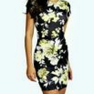 Floral Cap Sleeve Bodycon Dress