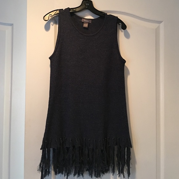Nieman Marcus denim colored cotton fringe knit