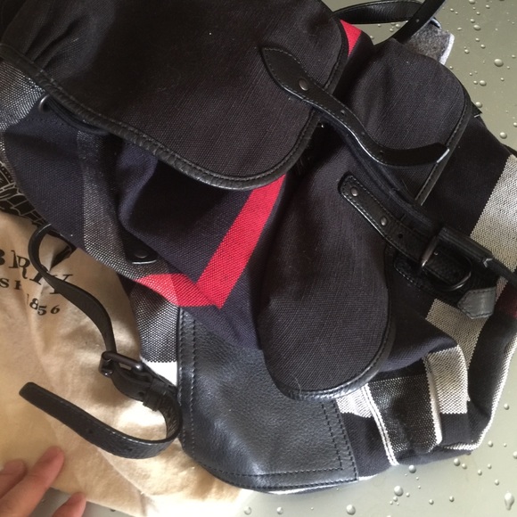 Burbeery Canvas Backpack leather straps main image 4