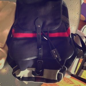 Burbeery Canvas Backpack leather straps