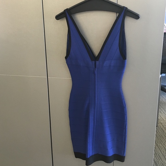 Herve Leger Blue and Black Bandage Dress Sz XS - Picture 2 of 4