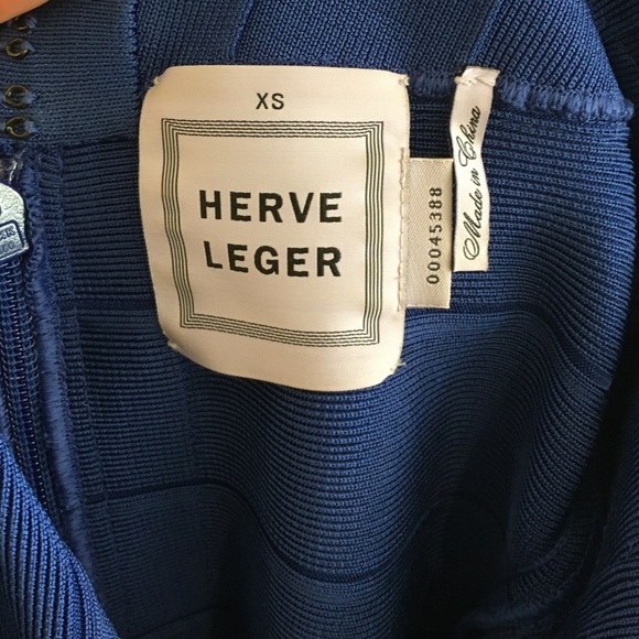 Herve Leger Blue and Black Bandage Dress Sz XS - Picture 3 of 4