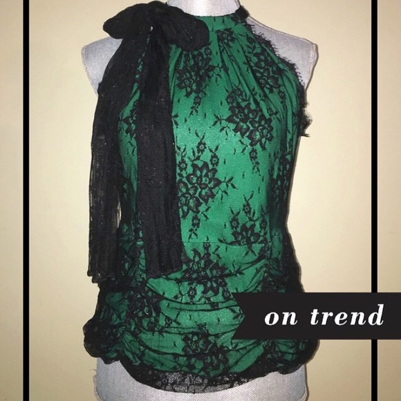 Very Sexy Ltd Ed VS Emerald & Black Lace Top w/Bow